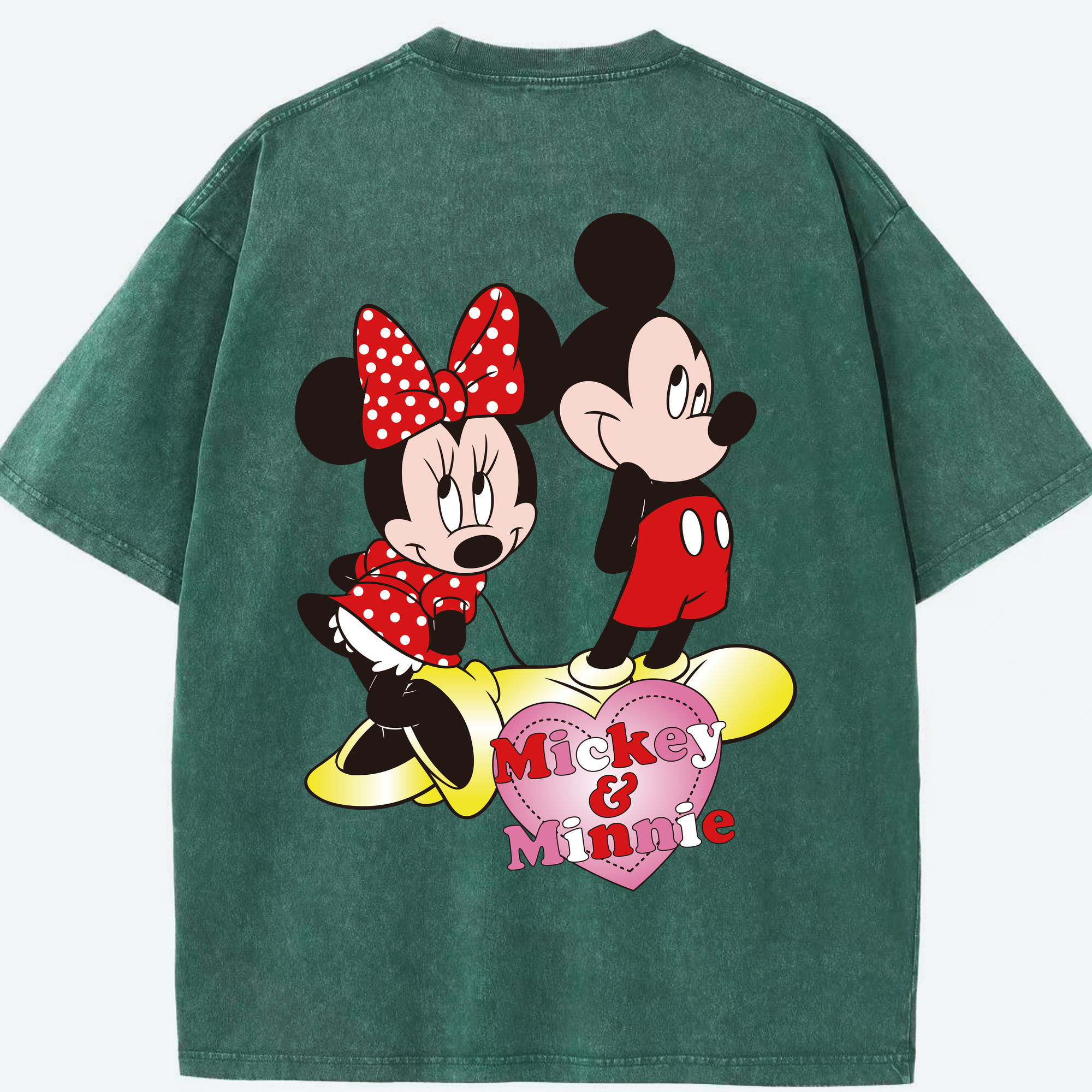 （画像用） ミッキーマウス Mickey Mouse 綿100% ヴィンテージ風 半袖Tシャツ（背面プリント）